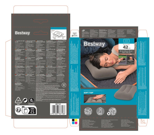 Semišový nafukovací vankúš 42 x 26 cm Bestway
