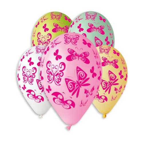 Balónik/Balonky nafukovací motýľ 12'' priemer 30 cm 5 ks
