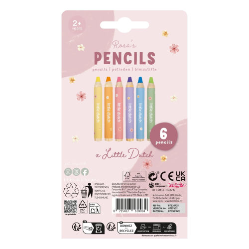 Pastelky 6 ks Rosa Little Dutch