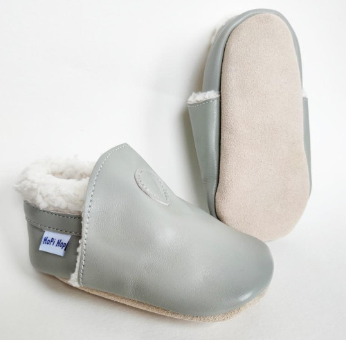 Kožené capáčky Barefoot Zimné Šedé Hopi Hop