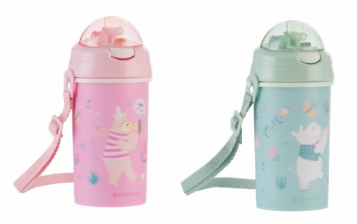 Hrnček so silikónovou slamkou a popruhom 450 ml Music Fest KikkaBoo