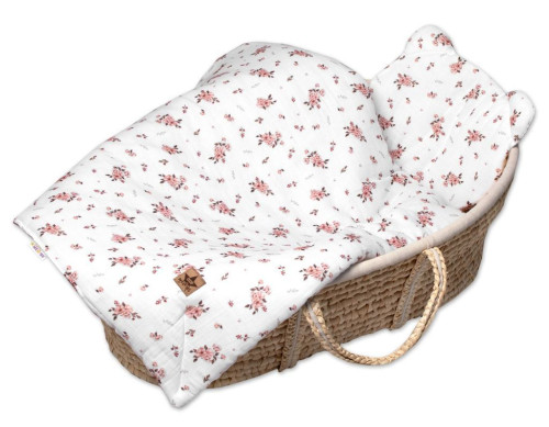 Mušelínová sada biela Teddy 30 x 35 cm, 70 x 100 cm 2D Little Flowers Baby Nellys