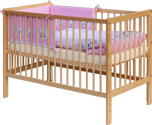 Detská postieľka s kompletnou výbavou 120 x 60 cm - Toro - ružová Scarlett