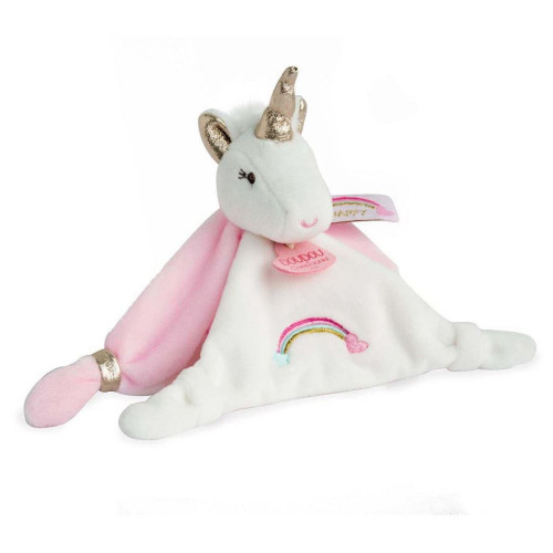 Darčeková sada - plyšový muchláčik jednorožec ružový 20 cm Doudou
