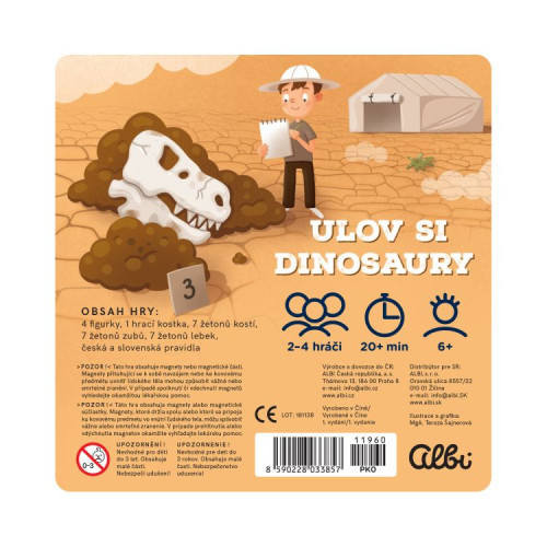 Magnetická hra na cesty - Ulov si dinosaurami Albi