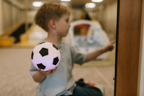 LED silikónová nočná lampička Rgb, mäkká s pumpičkou - futbalová lopta Mary's