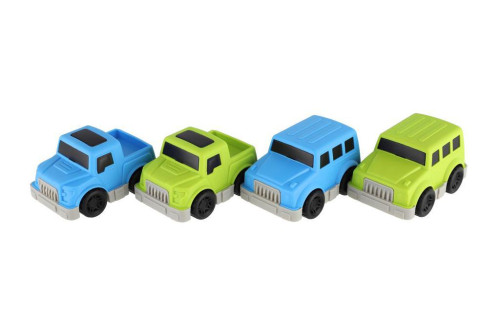 Auto mini plast 9cm na zotrvačník 4 druhy v škatuľke 12x9x8cm