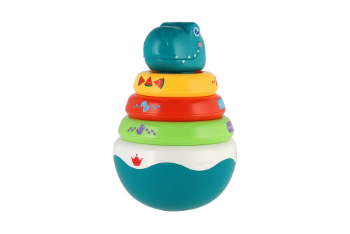 Roly Poly dinosaurus skladačka pyramída s krúžkami so zvukom 16 cm