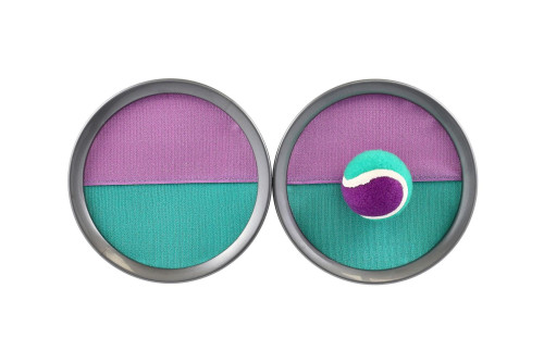 Lambáda/Catch ball hra s loptičkou na suchý zips 19 cm zeleno-fialová