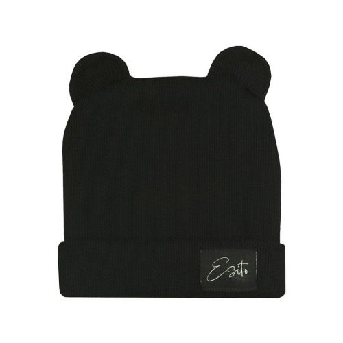 Zimná rebrovaná čiapka s uškami Color Black Esito