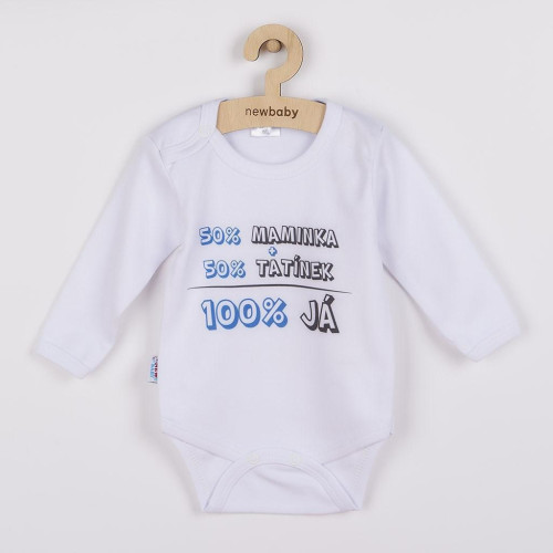 Body s potlačou New Baby 50% Mamička + 50% Otecko 100% JA modré - darčekové balenie