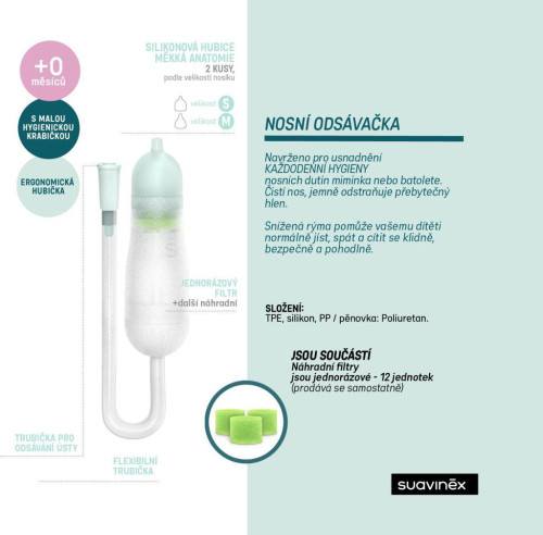 Anatomická odsávačka do nosíka Suavinex