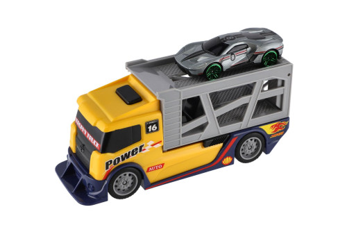 Auto kamión prepravník + plastové auto 15 cm na voľný chod