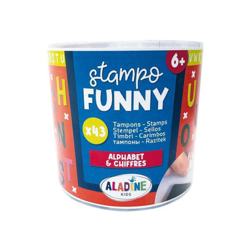 Detské pečiatky Aladine Stampo Funny, 43 ks - Abeceda a číslice