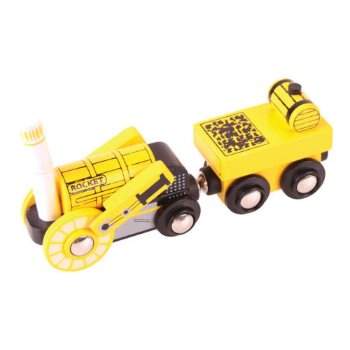 Replika historickej lokomotívy Rocket + 2 koľaje Bigjigs Rail