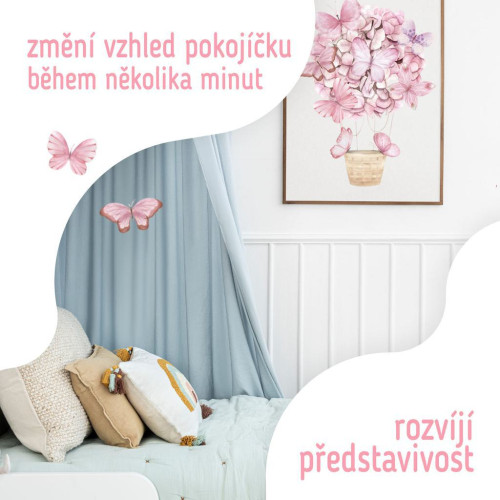 Nástenné samolepky do detskej izby, Pink Butterflies Sipo