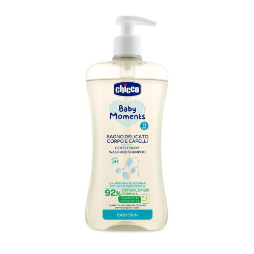 Šampón jemný na vlasy a telo Baby Moments 500 ml Chicco