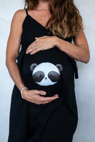 Detský rastúci overal Panda All Black čierna Moniel