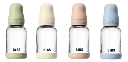 Antikoliková sklenená fľaša s kaučukovým cumlíkom 120 ml Bibs