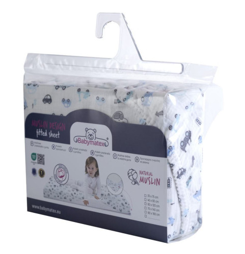 Mušelínové prestieradlo Dizajn s gumou 60 x 120 cm BabyMatex