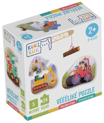 Vééľké puzzle Stavebné stroje KukiKuk