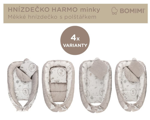 Hniezdočko Harmo s vankúšikom minky Bomimi