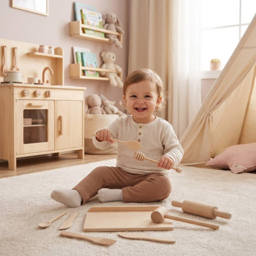 Drevená kuchynská sada pre malých šéfkuchárov Baby Mix