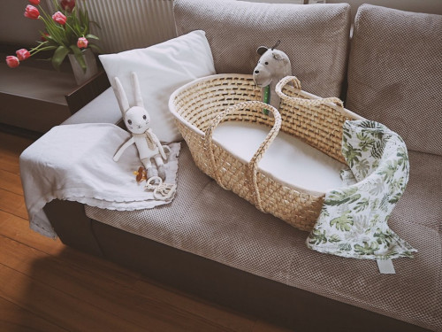 Mojžišov košík pre bábätko Corn Natural + matrac Basic Ahojbaby
