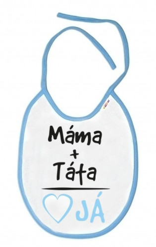 Nepremokavý podbradník Mama+Otec modrý Baby Nellys