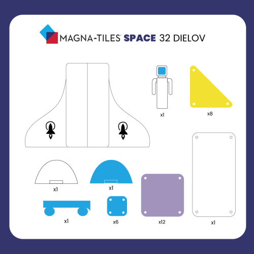 Magnetická stavebnica Space 32 dielov