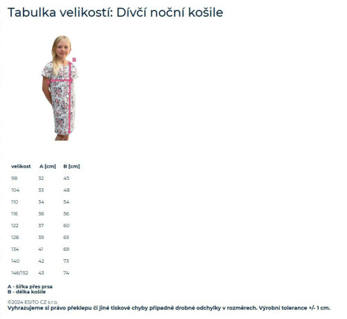 Dievčenské nočné košele Kráľovstvo sedmokrások Esito