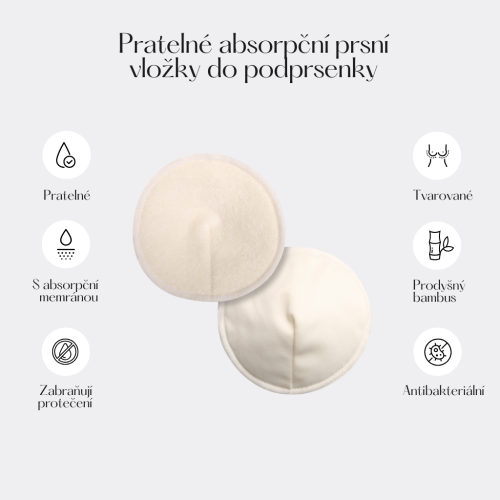 Sada prateľných bambusových vložiek do dojčiacej podprsenky 3 páry (6 ks) + pracie vrecko Moniel
