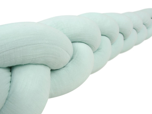Mušelínový mantinel vrkoč 200 cm Babymatex – chránič do postieľky Mint