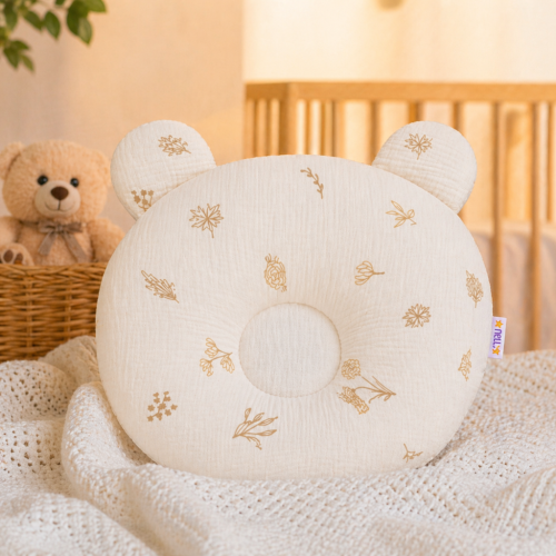 Mušelínový tvarovaný vankúšik Lúka Nature, béžová Baby Nellys