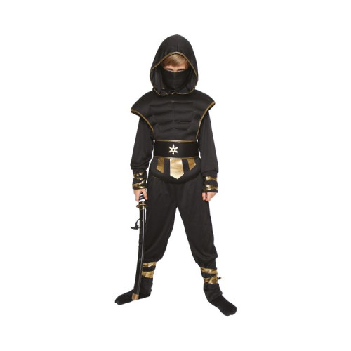 Kostým detský Ninja čierno-zlatý veľ. 10-12 rokov Albi