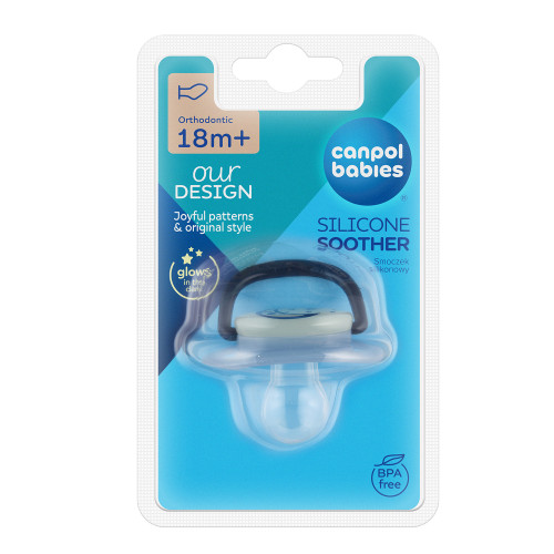 Cumlík svietiaci silikónový anatomický Night dreams 18 m+, 1 ks Canpol babies