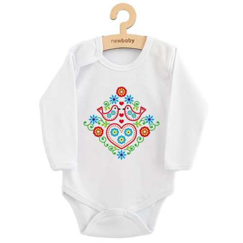 Detské body s potlačou Ľudový vzor vtáčiky New Baby