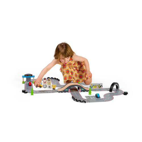 Drevená autodráha závodný deň Bigjigs Rail