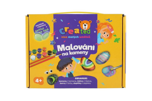 Maľovanie na kamene/kamienky svietiace v tme s farbami a štetcami Created