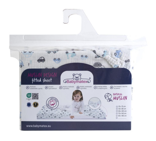 Mušelínové prestieradlo Dizajn s gumou 60 x 120 cm BabyMatex