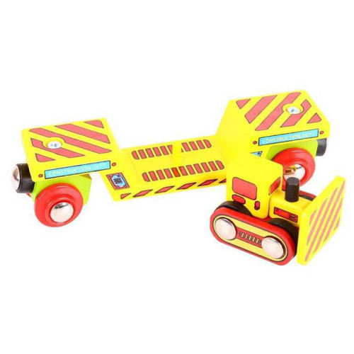 Vagón s buldozérom + 2 koľaje Bigjigs Rail