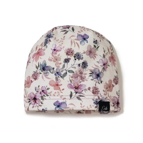 Jarná čiapka Violet flowers Cream - smotanová Esito
