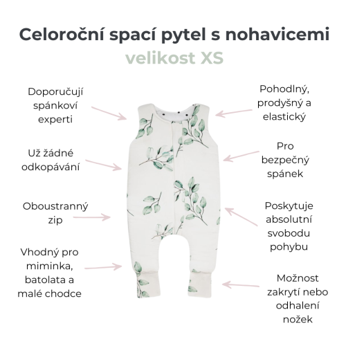Celoročný spací vak s nohavicami Čierne bodky Sleepee