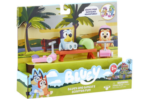 Zábava na kolobežke Bluey a Bingo