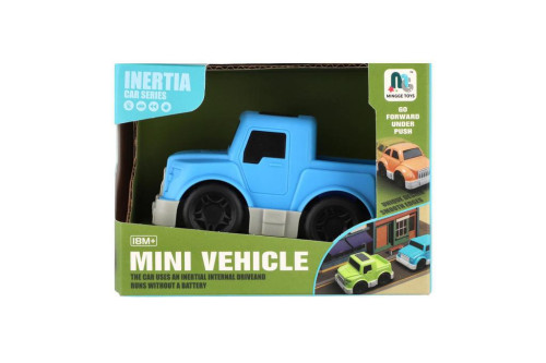 Auto mini plast 9cm na zotrvačník 4 druhy v škatuľke 12x9x8cm