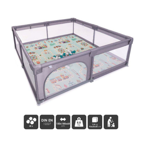 Ohrádka Playpark Grey s matracom BabyGo