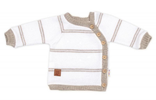 Pletená sada pre bábätko s jemným prúžkom 3dielna lux béžová - biela Baby Nellys