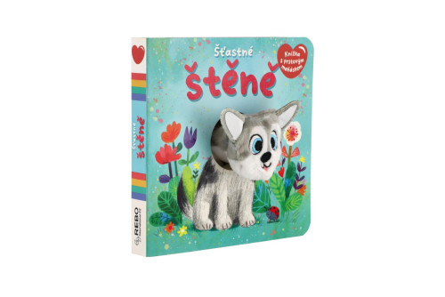 Šťastné šteňa knižka s prstovým maňáskom 12,5 x 12,5 cm