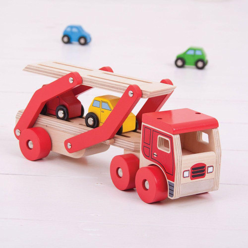 Drevený kamión s autami Bigjigs Toys