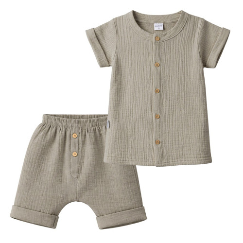 Dojčenská mušelínová košeľa s kraťasmi linen New Baby